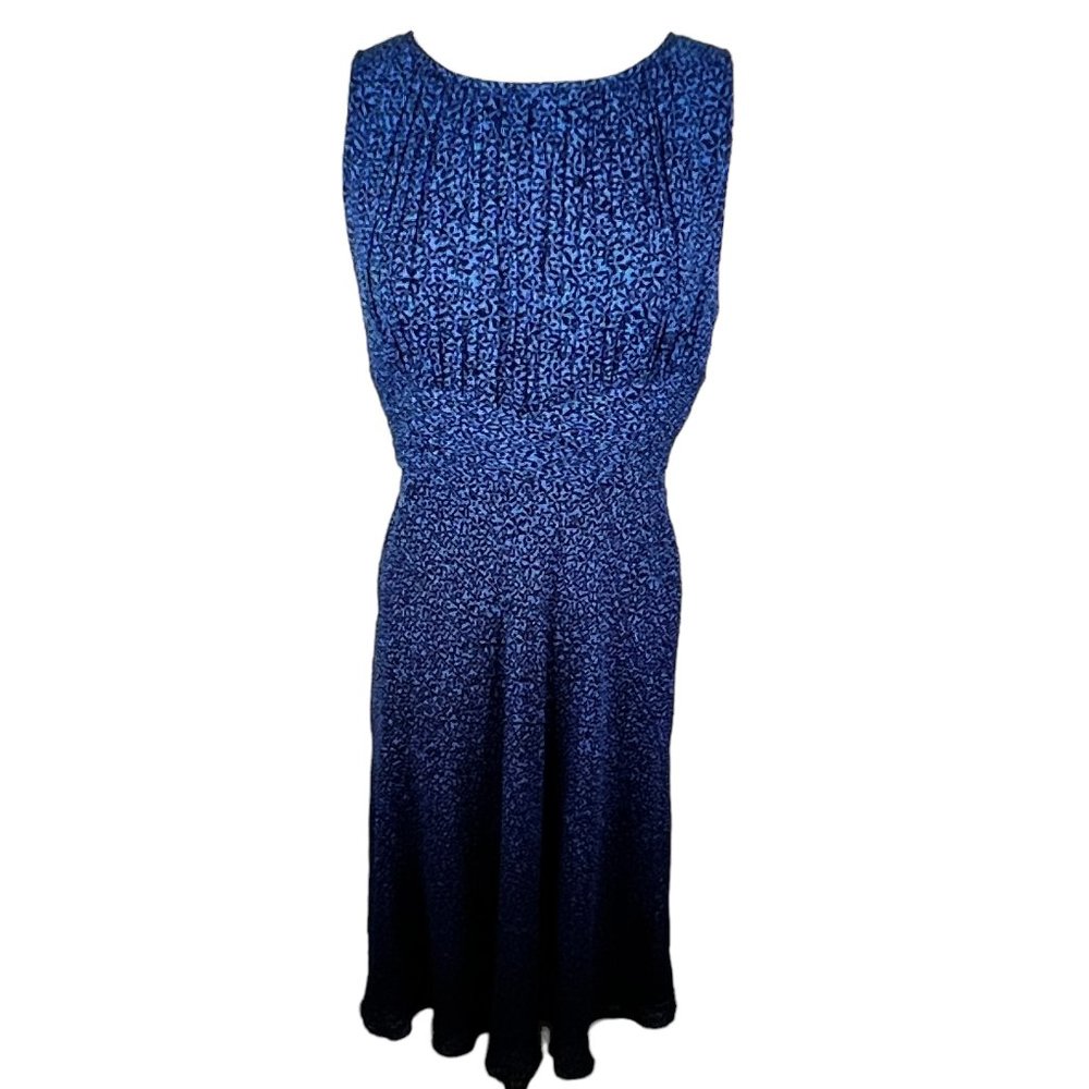Like New TALBOTS Ditsy Floral Blue Pure Silk Sleeveless Maxi Dress Size 8